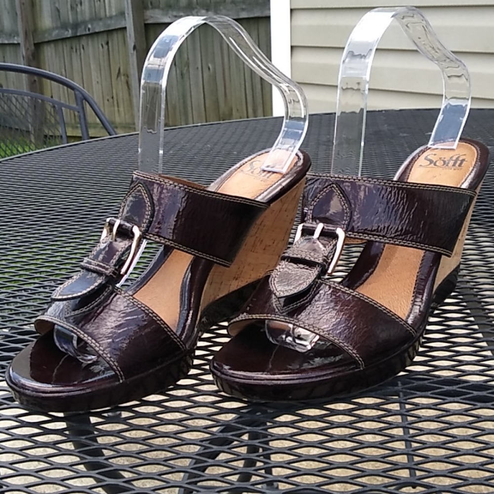 Sofft dark brown wedge espardrille size 10